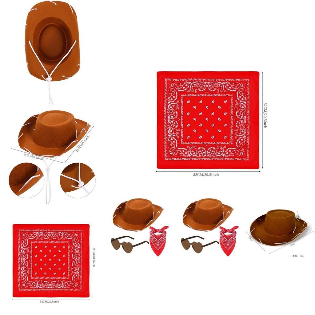 Childrens Cowboy Hat Glasses Bandana Costume Set With Sewn Fabric For Festive Events