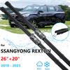2x For Ssangyong Rexton Y400 MK2 2018~ Car Front Brushes Window Windshield Windscreen Wiper Blades Boneless Frameless Rubber