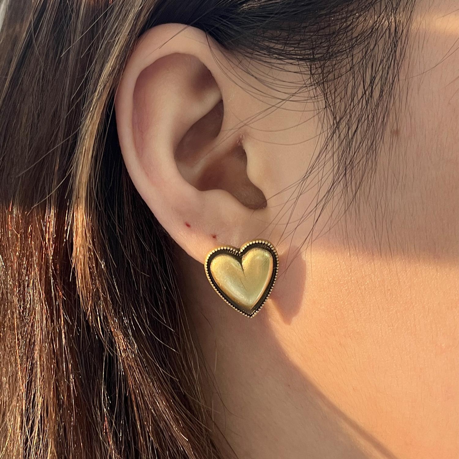 LAZY CIRCLES Vintage Gold Love Earrings Earrings Sterling Silver Vintage Commuter Earrings Women