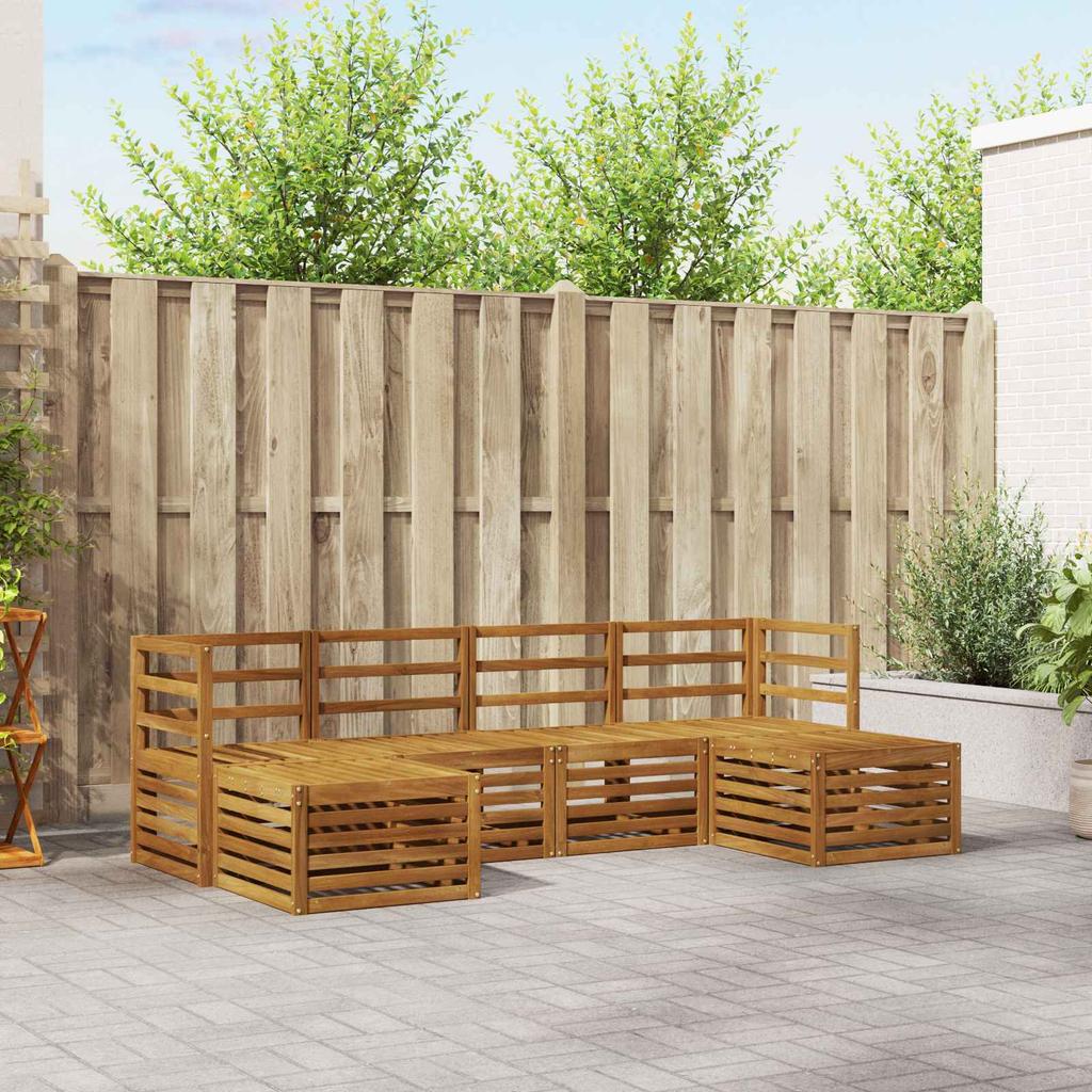 6 Piece Outdoor Sofa Set Natural Solid Acacia Wood