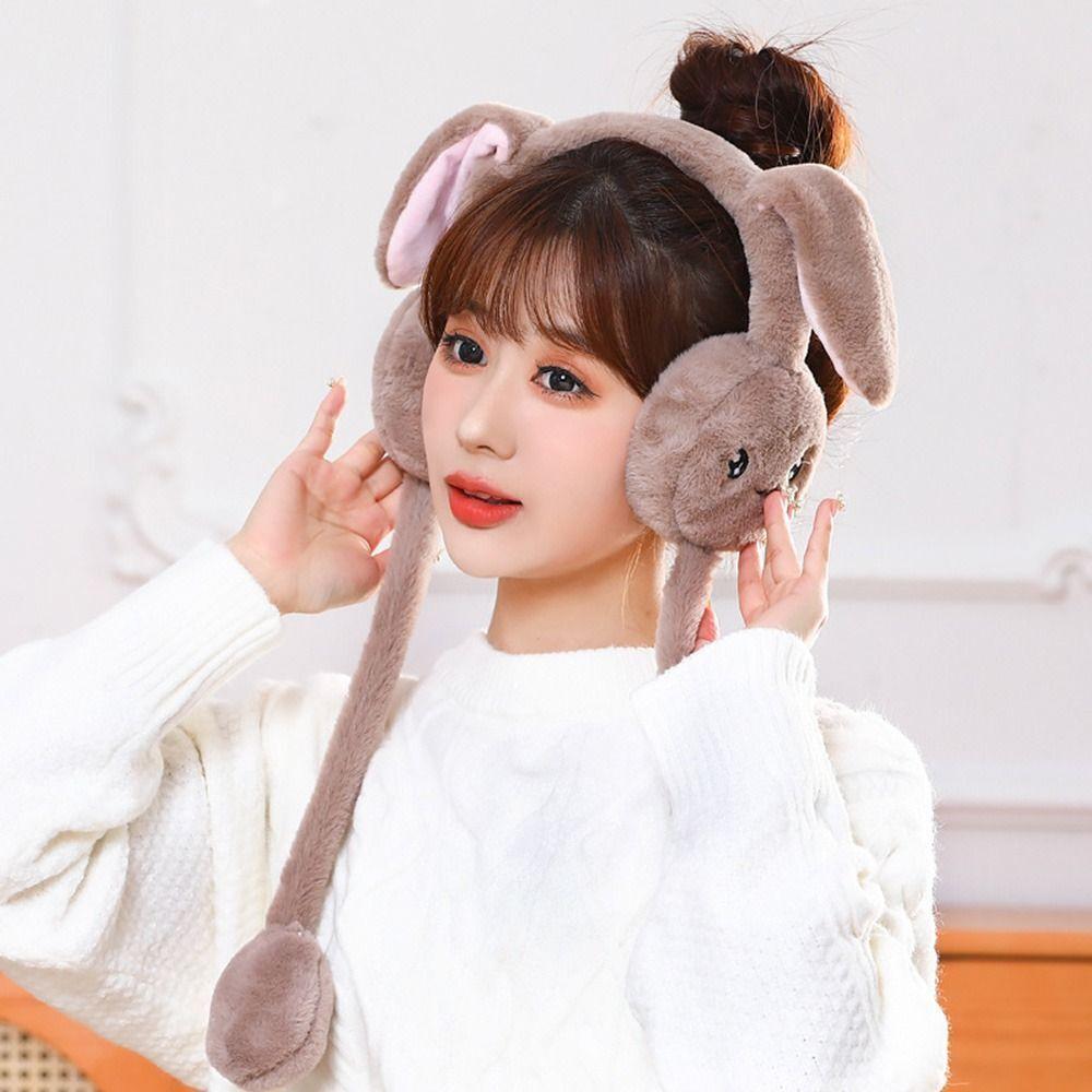 Caps Moving Rabbit Earmuffs Ears Protection Ear Warmers Winter Plush Ear Muffs