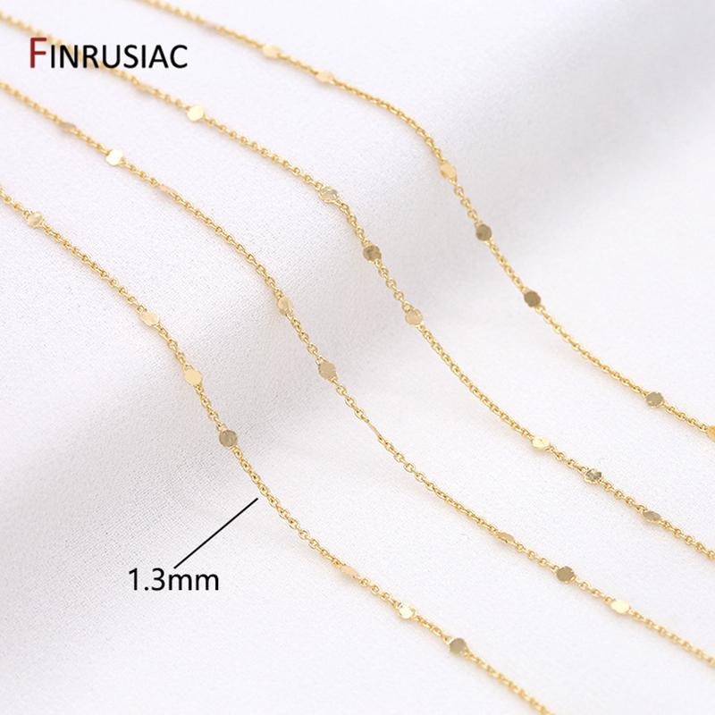 

Wholesale 14K Real Gold Plated Brass 1.3mm Thin Link Chain For DIY Jewelry Making, Cable Bulk Chain For Needlework Accessories Length 1m