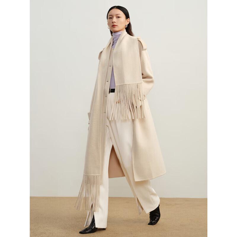 

Женский шарф с кисточками, шерстяная смесь, двустороннее длинное зимнее пальто M