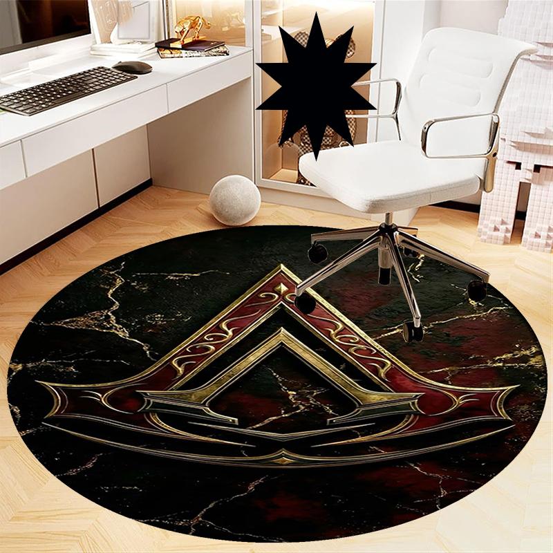 Assassin's Creed Printed Round Rug Carpet Chair Rug Area Rug Entryway Doormats,for Office Chair Living Room Bedroom Kitchen Room.