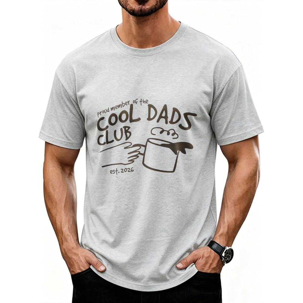 Hand Drawn Coffee Mug Cool Dads Club Sketch Cotton T Shirt Print Fathers Day Gift Tee Casual Papa Daddy Daily Life Family Tops