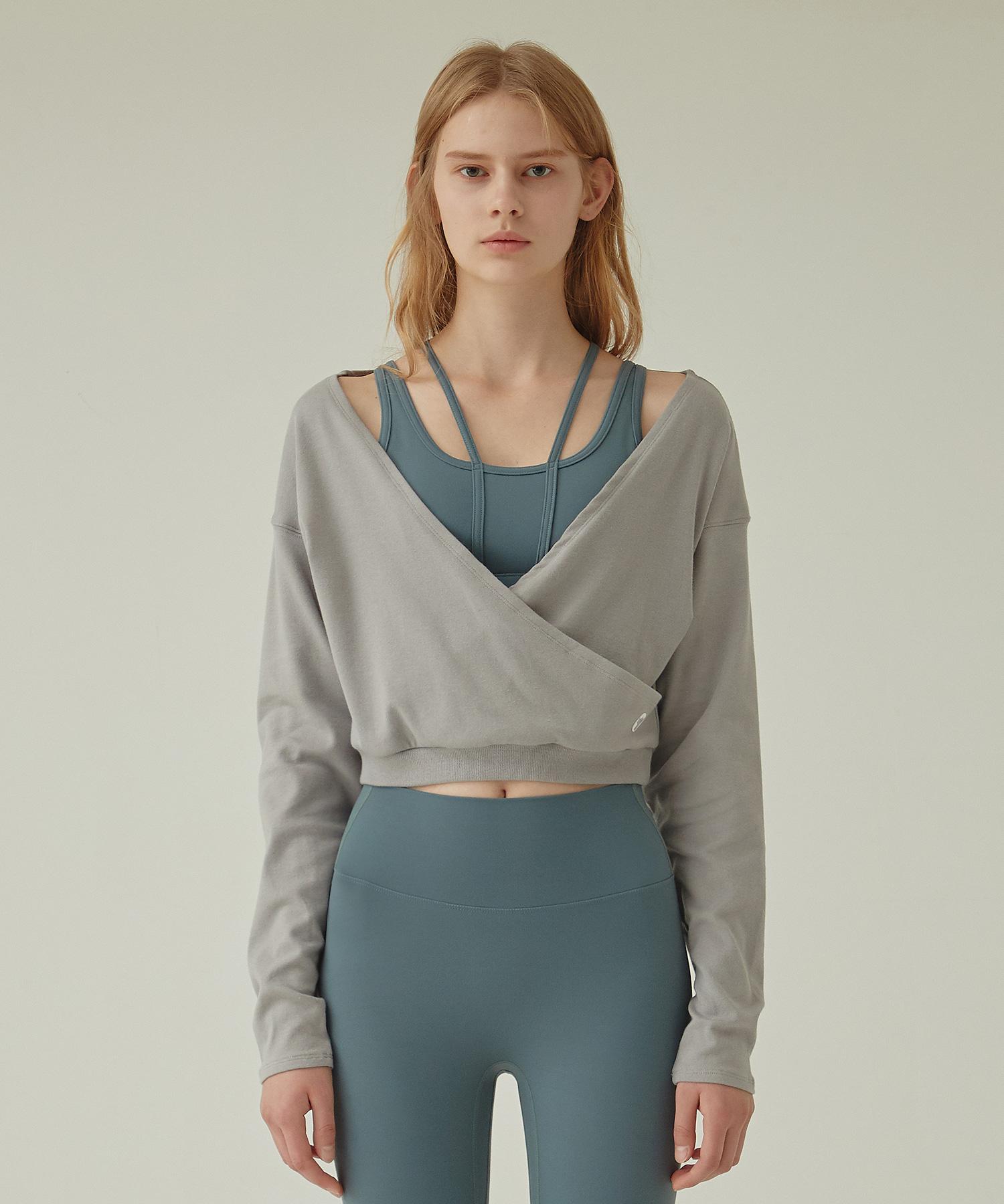 Reina Mora Cross Crop Sweatshirt Harbormist 8-77-88 (T518)