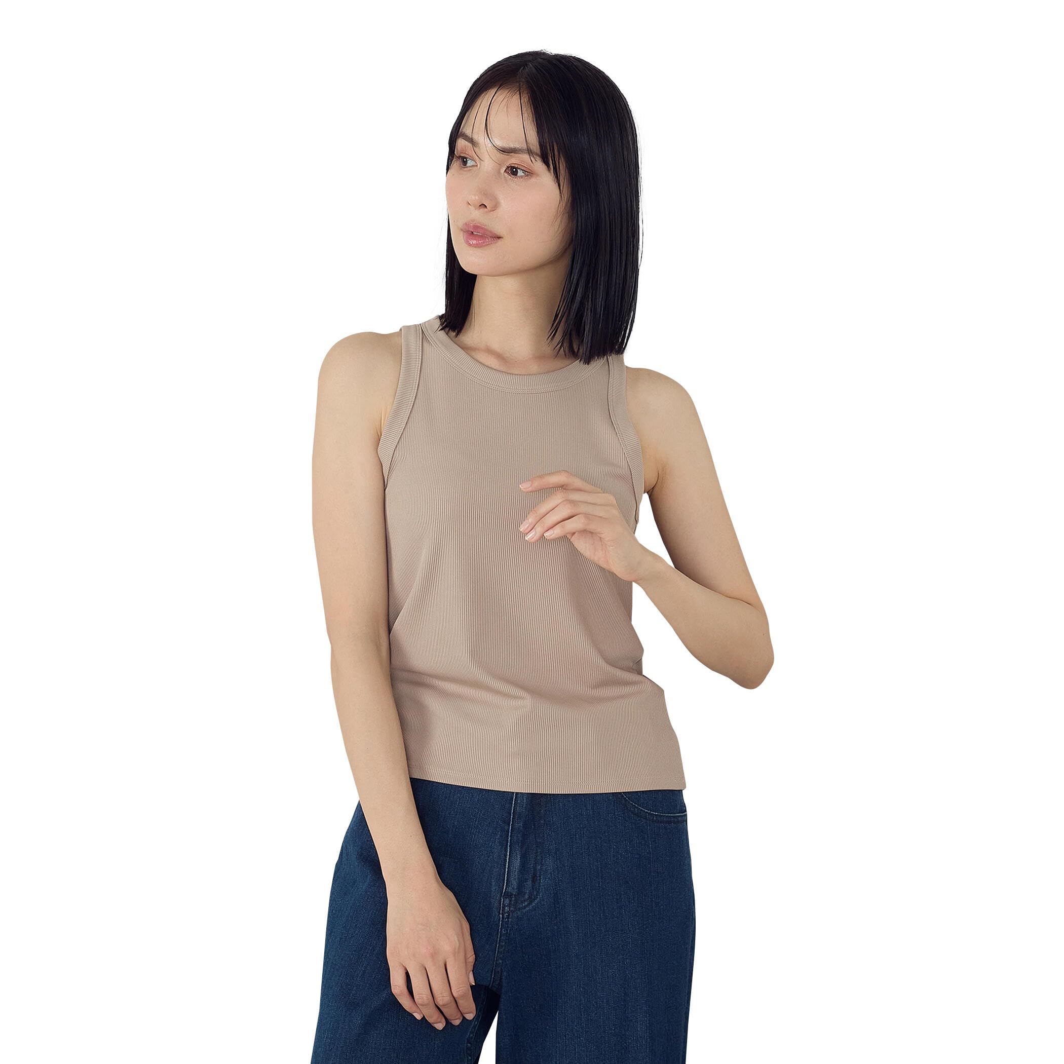 

Comme Ca Ism American Sleeve Tank Beige Top, 12-63CK05-205, Medium, бежевый