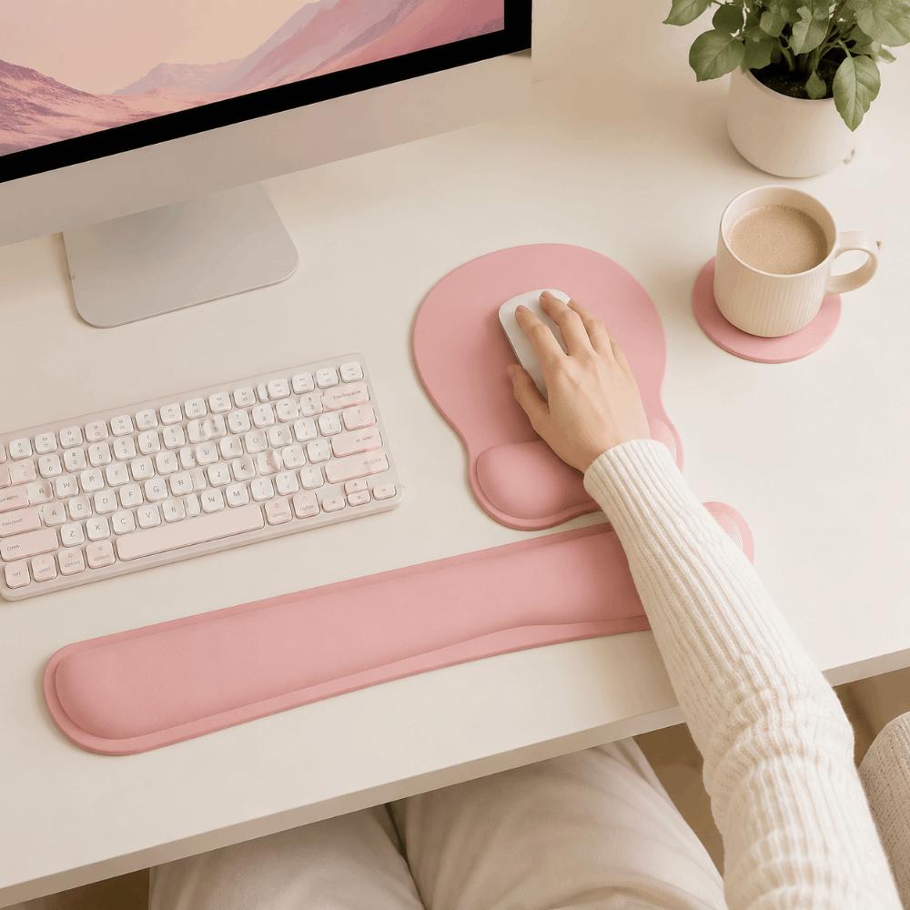 3Pcs Comfortable Keyboard Wrist Rest Set Soft with Wrist Rest Mouse Wrist Support Pad Coaster Non-Slip Base