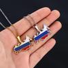 Russia Map Flag Pendant Necklace Stainless Steel Patriotic Jewelry for Men Women