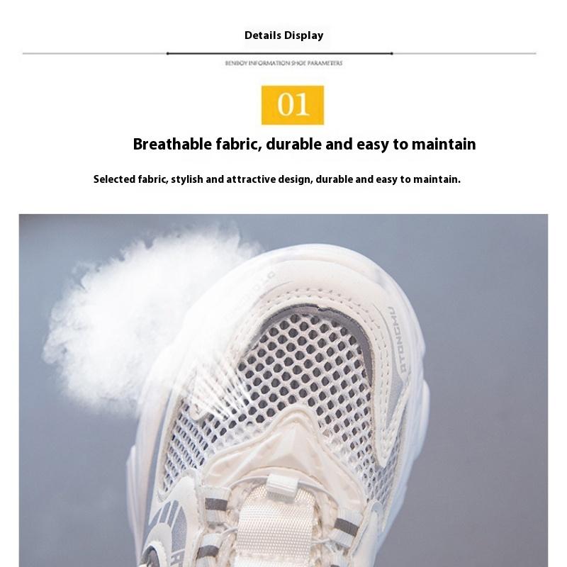 New Style Rotating Buckle Mesh Breathable Running Shoes for Boys and Girls In Spring, Summer and Autumn