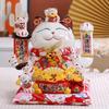 Ceramic Lucky Cat Maneki Neko Waving Hand Cat Battery Powered Fortune Statue Gift Accessories Kawaii Home Room Cat Decoration