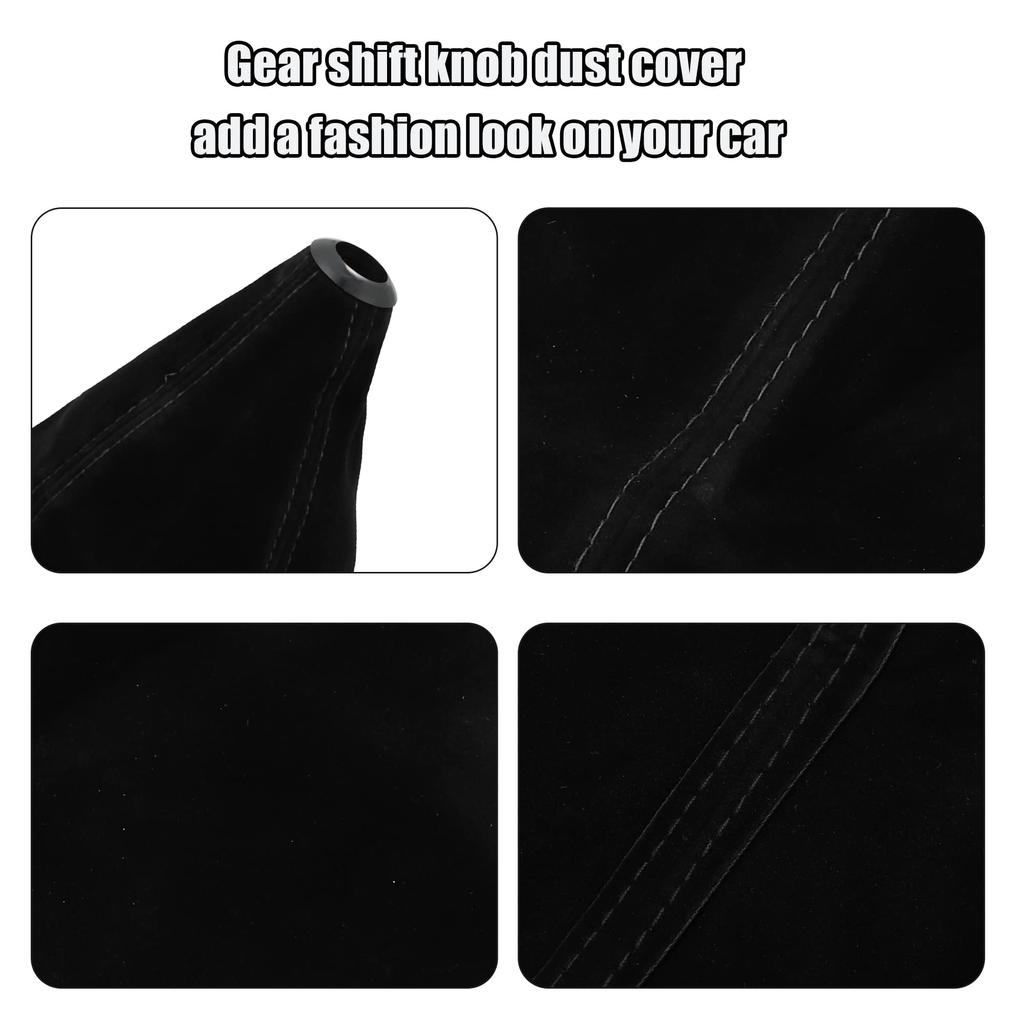 uxcell Gear Lever Dust Cover Shift Boot Cover Dustproof Universal Vehicle Car Suede Black Line