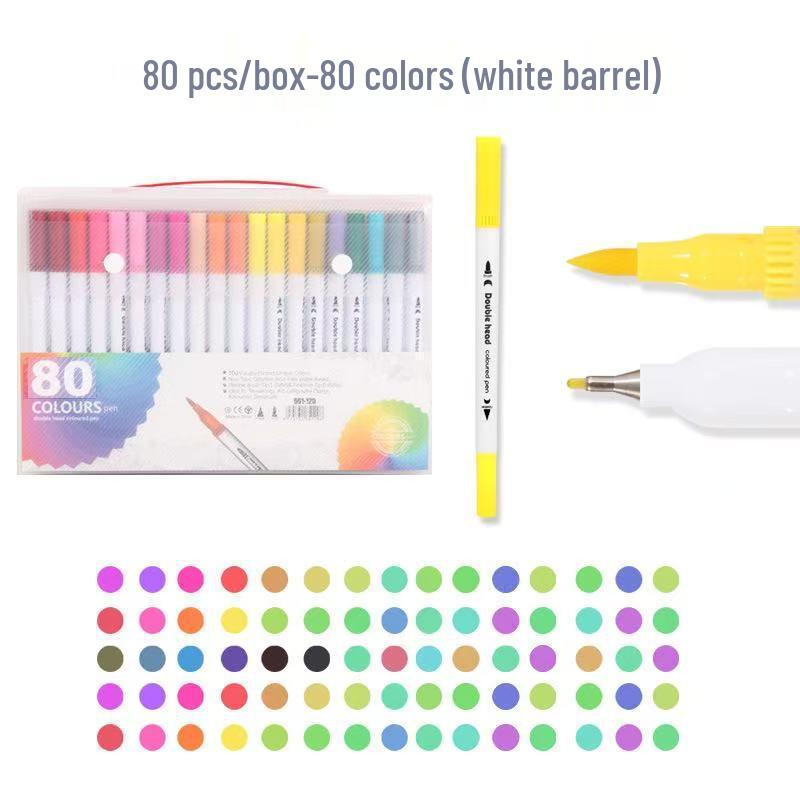 Water-based Double-ended Watercolor Pen Set with Colored Fine Liner and Soft Tip