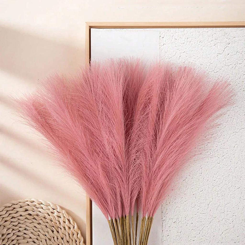 3pcs-Artificial Pampas Grass Simulation Feather Wedding Props Reed Hair Boho Home Decoration