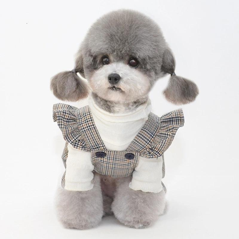 Summer Dog Clothes For Small Dogs Puppy Classic Butterfly Sleeve Jumpsuit Chihuahua Dress York Fashion Pet Costume Suit Overalls