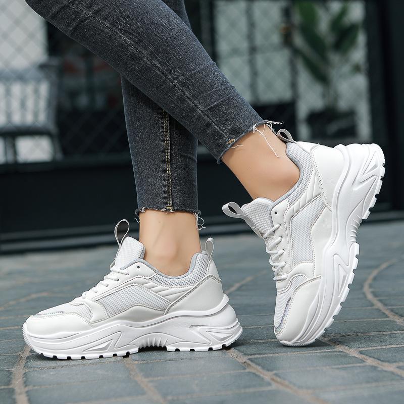 Spring new thick-soled heightened versatile breathable dad shoes casual sports shoes large-size women's shoes