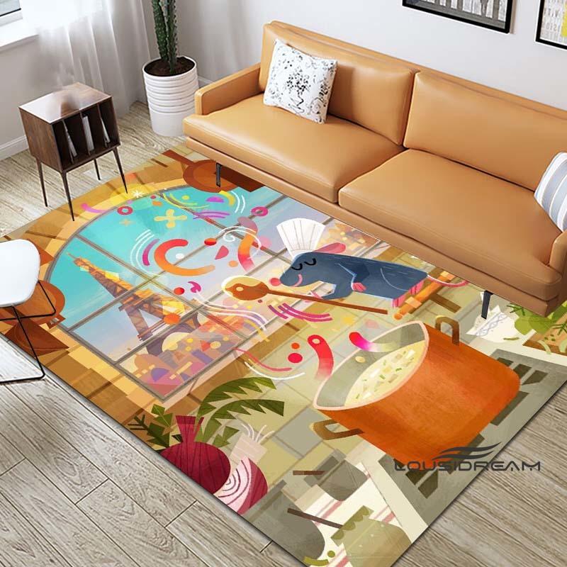 Cartoon Ratatouille Print Rug, Non-slip Kitchen Mat, Outdoor Rug, Home Bedroom Decoration, Yoga Mat, Birthday Gift.