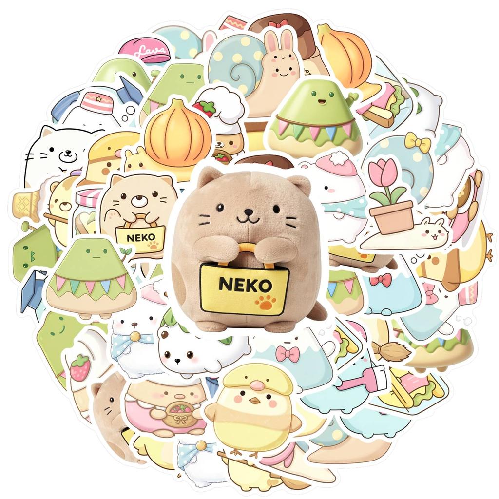 35pcs-50pcs Cute Cute Cartoon Stickers Whimsical Food Stationery Stickers Stickers For Laptop Luggage Scrapbook