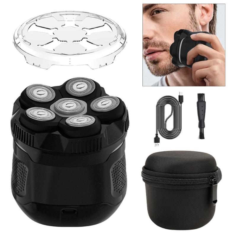 Efficient Men's Bald Head Electric Razors Digital Display Shaver Portable Beard Trimmer for Travel and Home Use