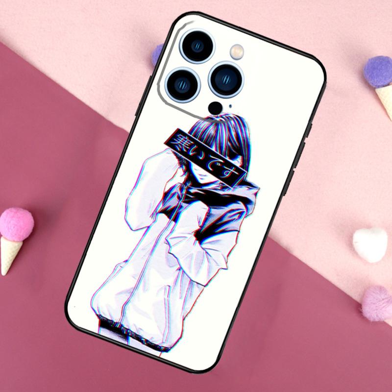 Sad Japanese Aesthetic Art Case For iPhone 16 Pro Max 11 12 13 Mini 14 15 Pro Max 16 Plus XR 16e Phone Back Cover