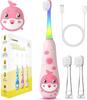 Teeteck Electric Toothbrush for Kids, Rechargeable, 2-Minute Smart Timer, Rainbow LED Light, 2 Modes, IPX7 Waterproof, Soft DuPont Bristles, Gift for
