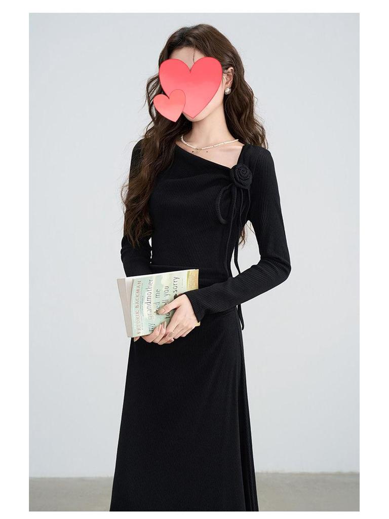 2025 French High-End Red Early Autumn Plus Size Slimming Women's Dress