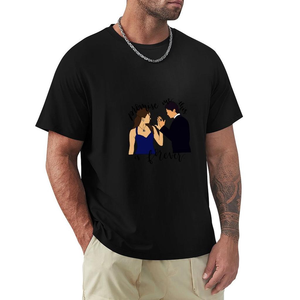Damon And Elena Promise Me This Is Forever TShirt Graphic Print Short Sleeve TShirt