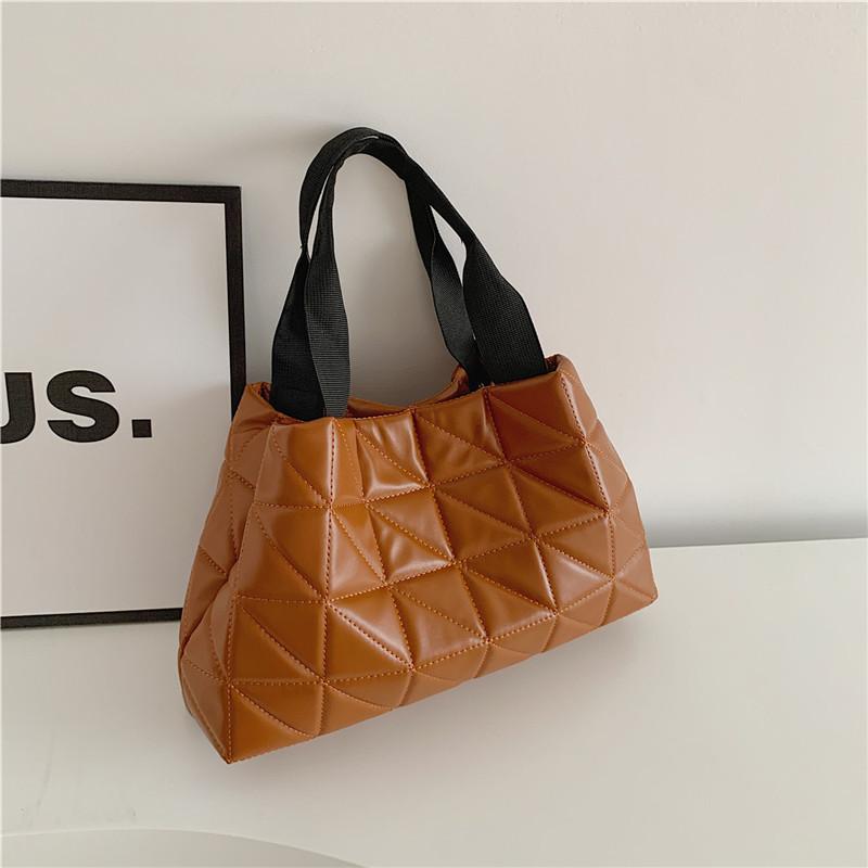 Stylish Chic Large Tote Bag For Women With Quilted Design And Pu Material In Brown And Black