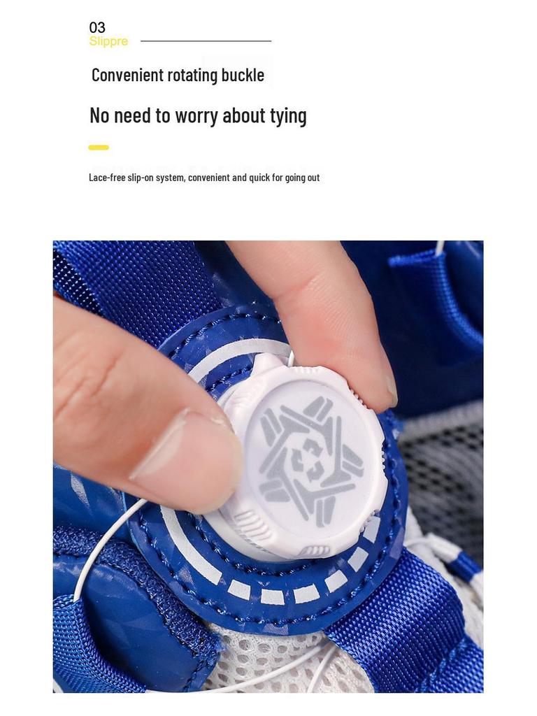 2025 New Autumn Boys' Basketball Shoes: Breathable Mesh, Rotating Buckle, Ideal for Students and Running.