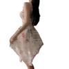 Honey Love French Floral Ruched Bandeau Spaghetti Strap Lingerie Dress