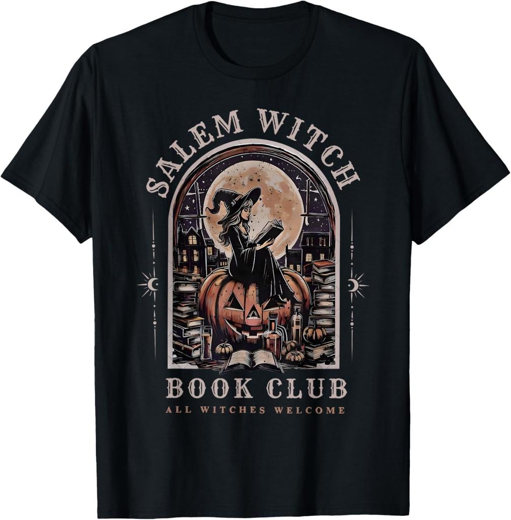 Salem Witch Book Club All Witches Welcome Spooky Halloween unisex T-Shirt Mens Womens Tees Top