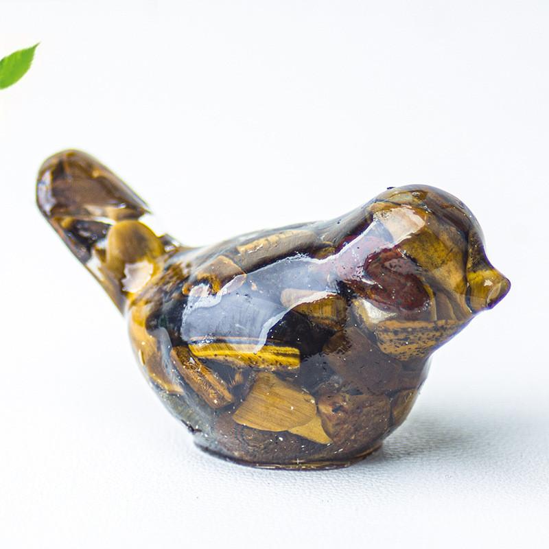 Resin Crystal Bird Figurine With Natural Waterstone For Home Office Decor Gift For Friends