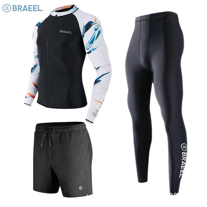Korea Swimming Suit for Men 2026 New Slim-Fit Zippered UV-Protective Rash Guard Jellyfish Protection Rashguard