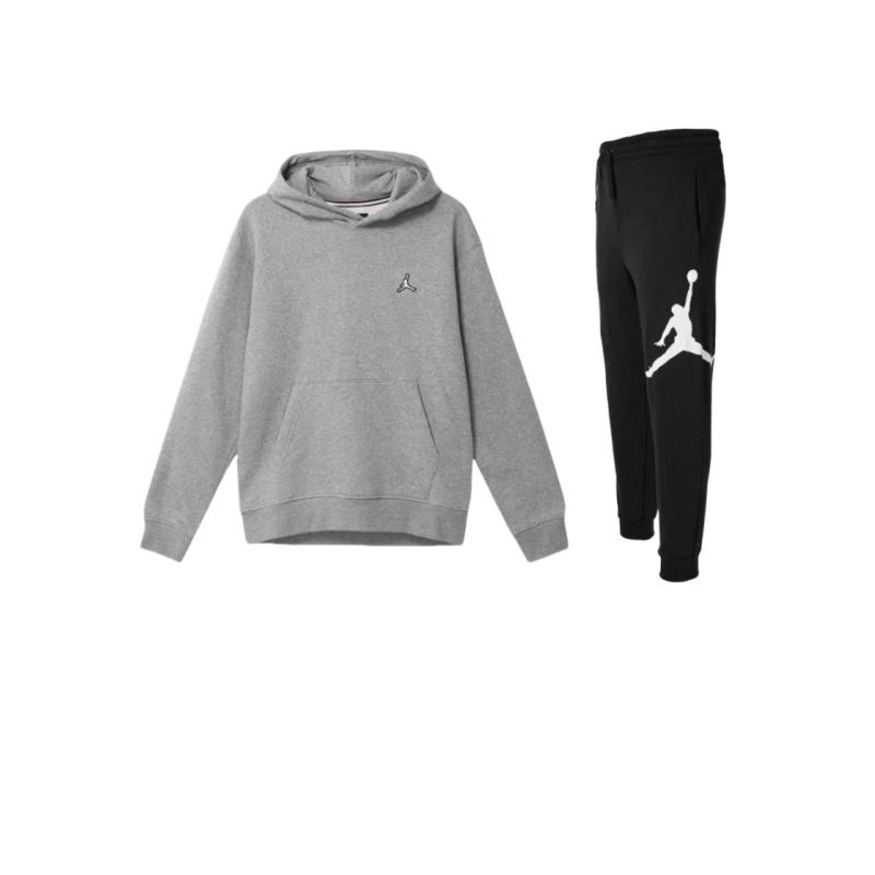 

Jordan Однотонный свитшот с длинными рукавами и принтом логотипа, с заниженной линией плеч, с капюшоном и длинными брюками на шнурке, повседневный спортивный комплект для мужчин DA6804-010+-DQ7467-091 M