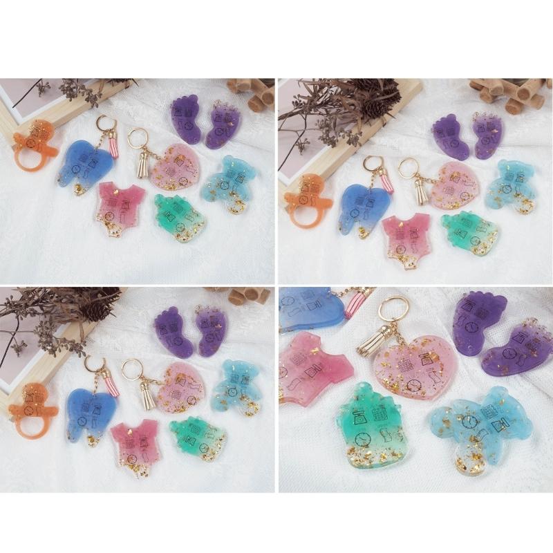 Cute Silicone Resin Keychain Mold Set Jewelry Pendant Casting Mold DIY Epoxy Keychain Mold with Keychain Rings Tassel