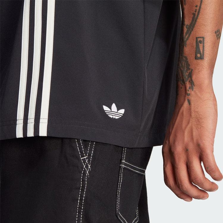Adidas Originals Clover Hack Shirt With Three-Stripe Color Block Relaxed Fit Short Sleeve Men Tops Black HZ0720