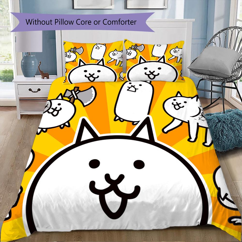 Anime Battle Cat Pattern Bedding,Quilt Set Quilt Cover Pillowcase Home Birthday Gift (1*duvet Cover+2*pillowcase,without core)XSJT0917292
