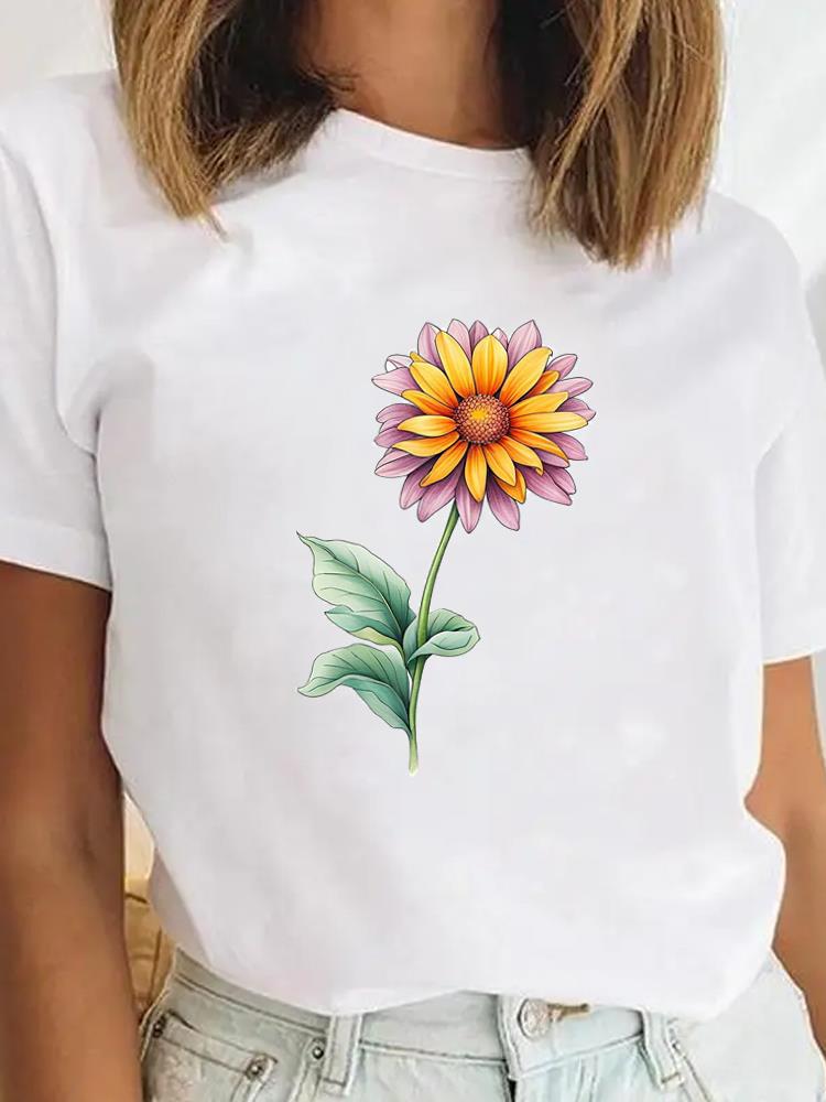 Tee Sweet Trend Flower Cute Clothes Clothing for Unisex Female Casual Top Short SleeveGraphic Tees Playeras De mujeres