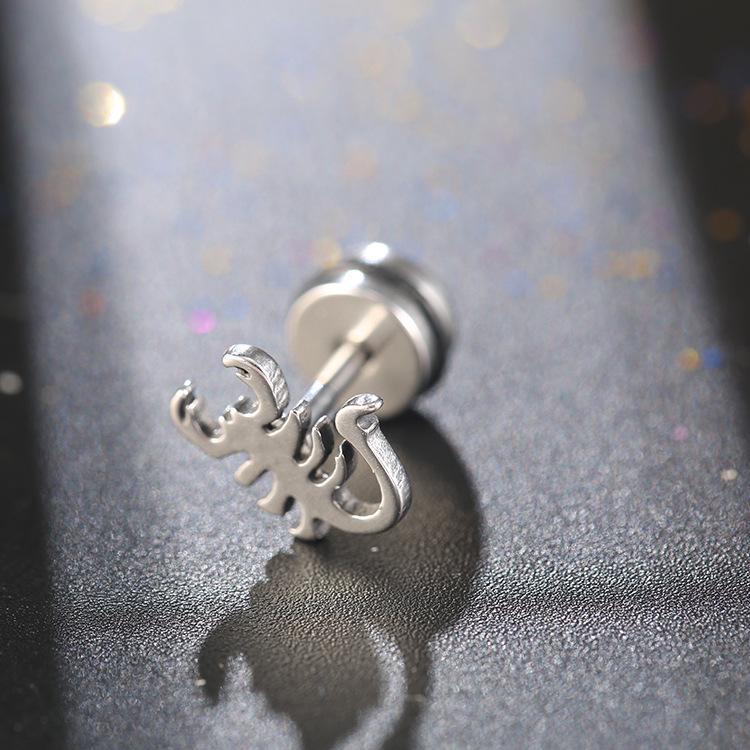 Unisex Stainless Steel Black Skull Earrings - Non-Fading Titanium Accessory
