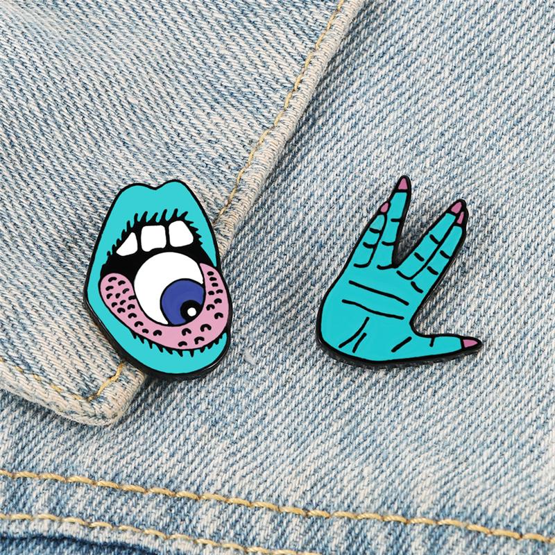 Horror Eyeball In Mouth Witch Hand Enamel Pins Devil Punk Brooch Denim Jackets Shirt Lapel Pin Gothic Badge Cartoon Jewelry Gift