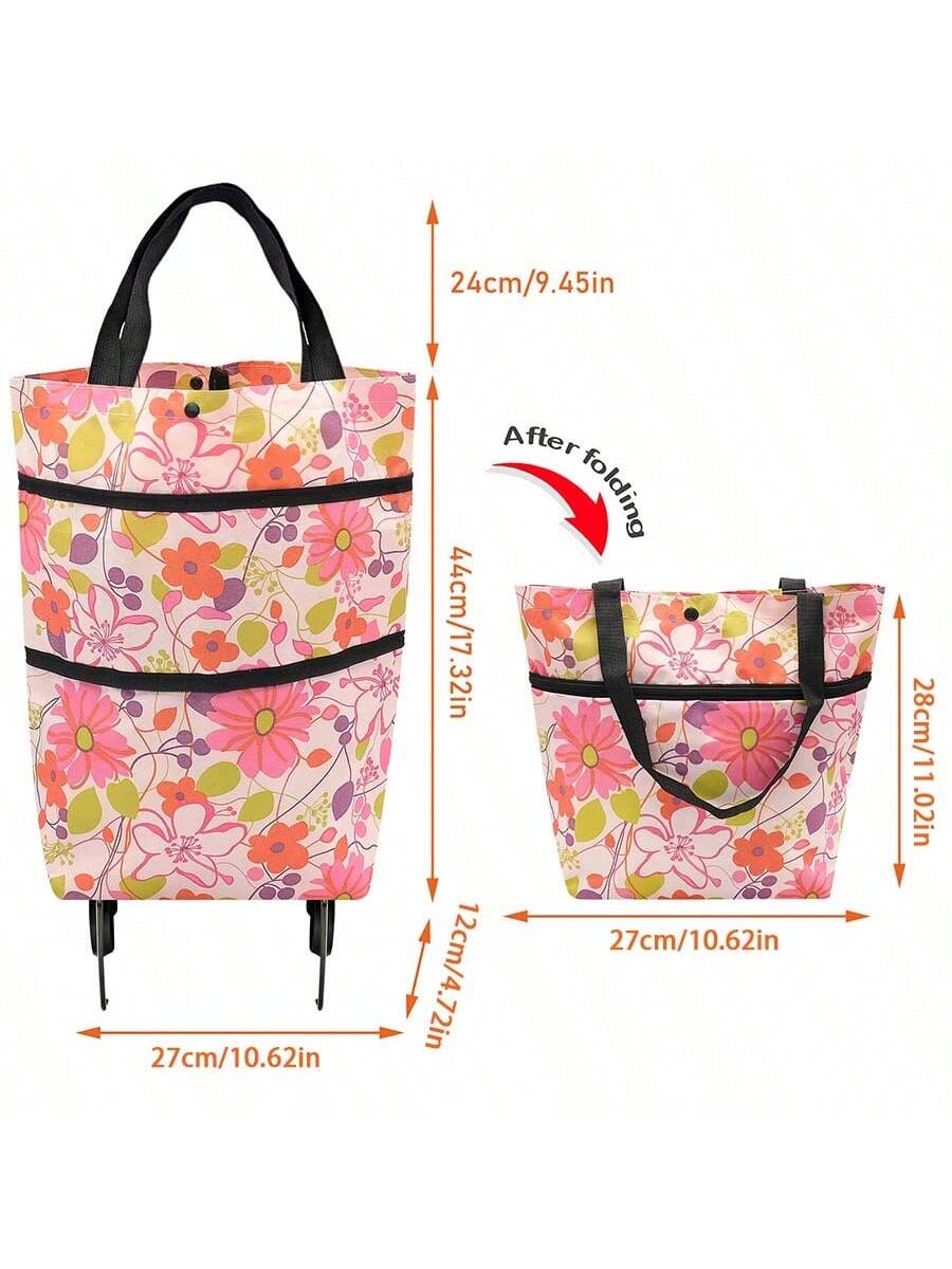 1PC large capacity multifunctional shopping cart shopping bag with wheels, foldable shopping bag, 2-in-1 foldable shopping cart,