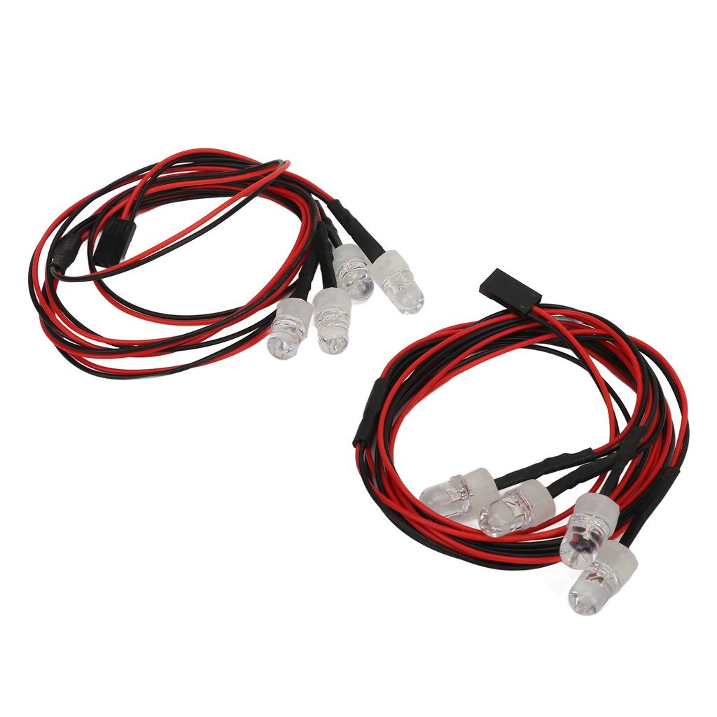 2 Stück RC Auto Universelles Umrüstlicht 7,4V 8mm 2 Rote LEDs und 2 Weiße LEDs RC Beleuchtungsset