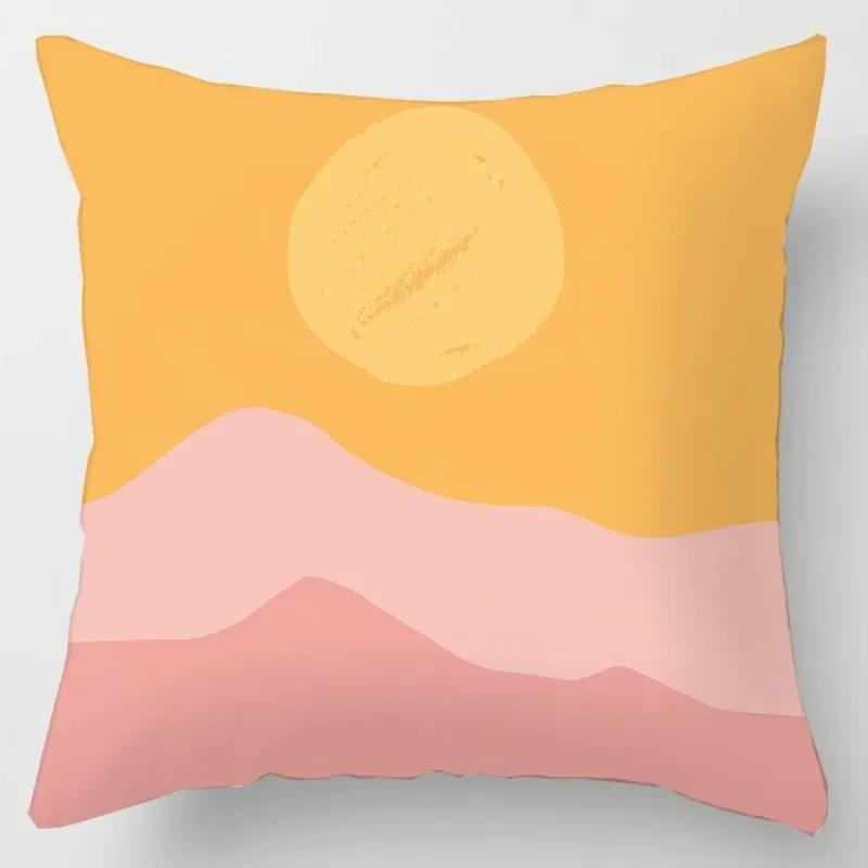 Fashionable Luxury Home Decoration Geometric Lines Abstract Style Ginkgo Leaf Print Pillow Cover Office Chair Cushion Cover