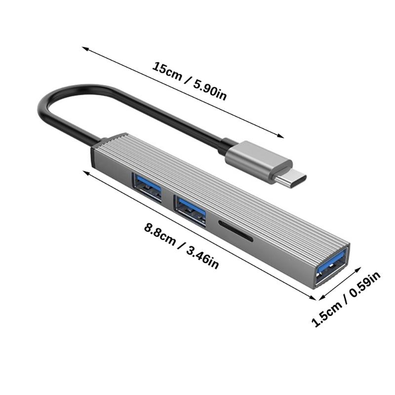 MultiPort USB C Adapter USB3.0 Hubs for Highly speed Data Transfer and Card Slot Card Reader for Data Transfer