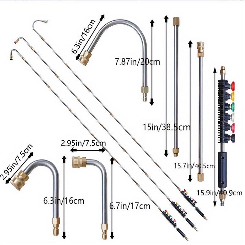 

10Pcs High Pressure Washer Wand Set Pressure Washer Extension Wand Set Spear Car Washer Nozzles Cleaning Tools 1/4 Quick Connect
