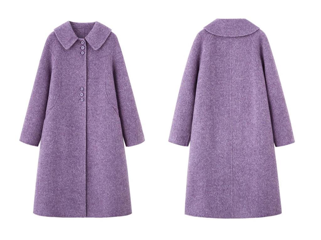 2025 Autumn/Winter Korean A-Line Cashmere Wool Overcoat with Doll Collar - Loose, Plus Size Fashion.