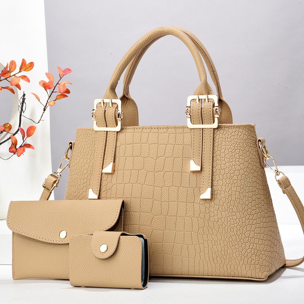 Women's Top-Handle Bag with Wristlet Wallet, Vegan Leather Satchel Tote Handbag Purse Female Shoulder Bag with Clutch