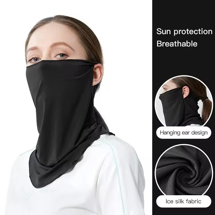 Women UPF50 Sunscreen Mask Outdoor Activities Ice Silk Face & Neck Cover Bandana with Instant Cooling 4-Way Stretch for Cycling