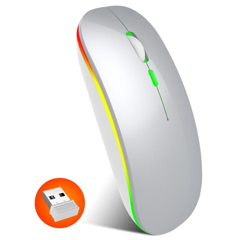 Wireless Gaming Mouse Rechargeable Quiet RGB Optical Computer Mice USB Receiver