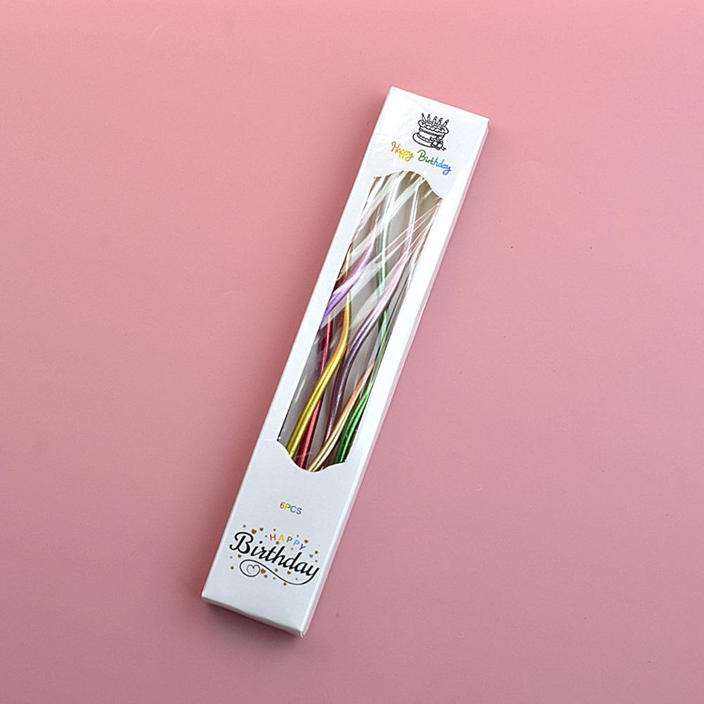 6Pcs/box Cake Candle Colorful Curved Spiral Cake Candle Long Multicolor Colored Curving Cake Candle Kids Birthday Decoration